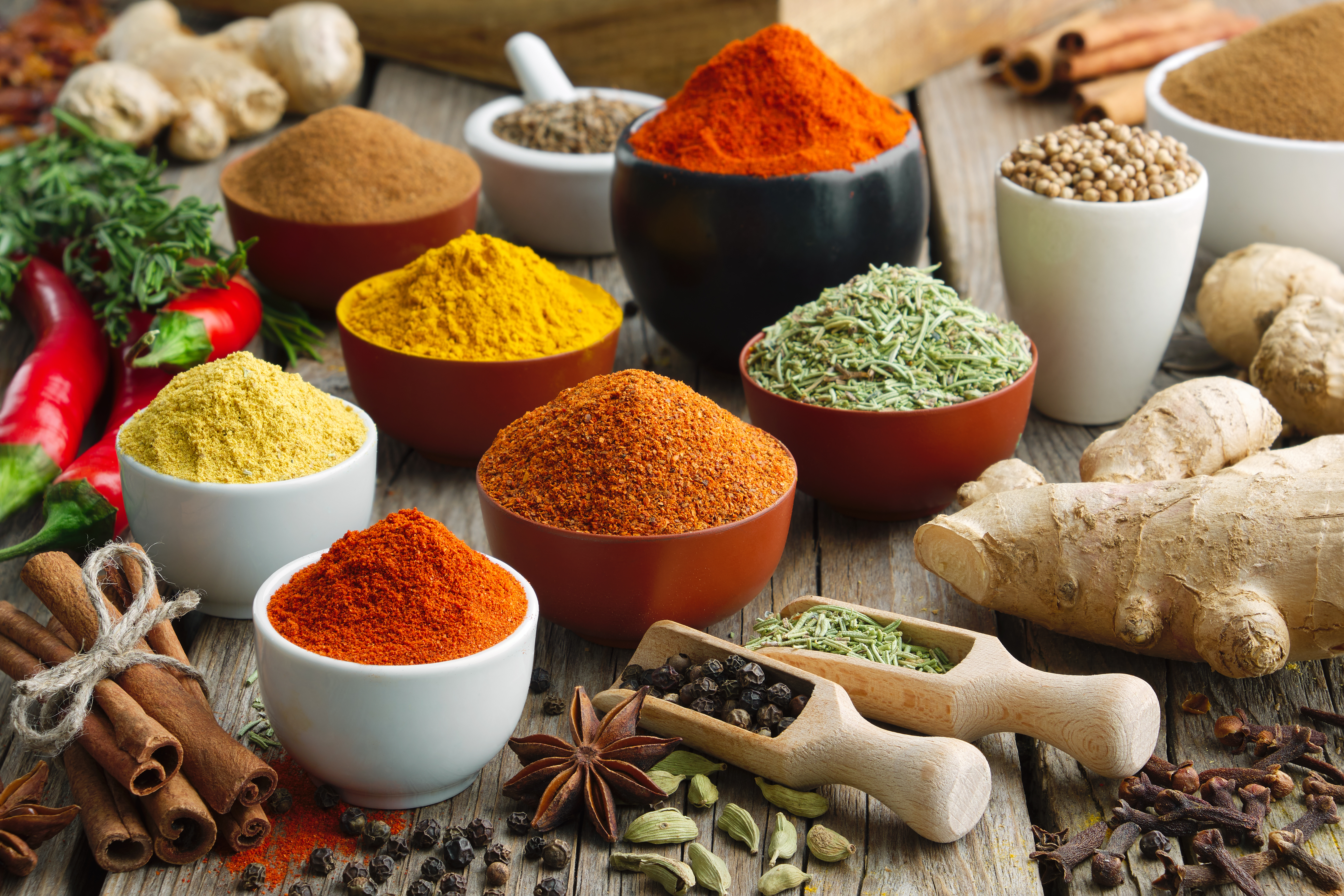 A vibrant collection of Indian spices